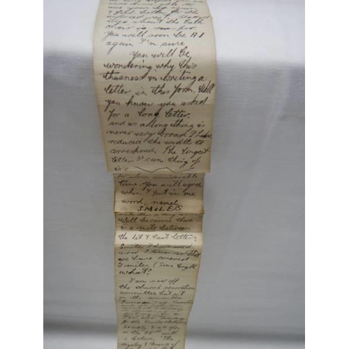 1067 - An unusual letter in the form of a scroll to Mrs Brown from David and dated 1919.