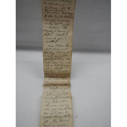 1067 - An unusual letter in the form of a scroll to Mrs Brown from David and dated 1919.