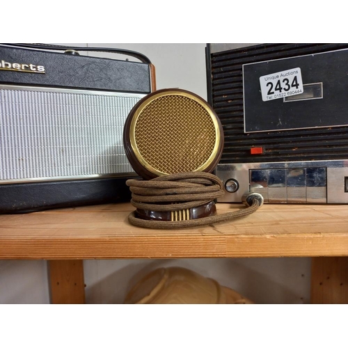 2434 - An old microphone, A Roberts radio &  Marconi phone COLLECT ONLY