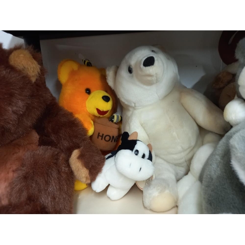 2440 - A good lot of soft toys including Gund polar bear & 2 Korean dogs etc. COLLECT ONLY