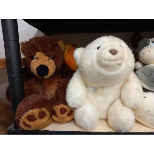 2440 - A good lot of soft toys including Gund polar bear & 2 Korean dogs etc. COLLECT ONLY