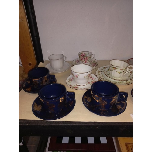 2442 - A good lot of cups & saucers including 6 piece & 2 trios COLLECT ONLY