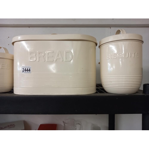 2444 - A kitchen set of bread bin, tea, sugar, coffee & biscuit cans  COLLECT ONLY