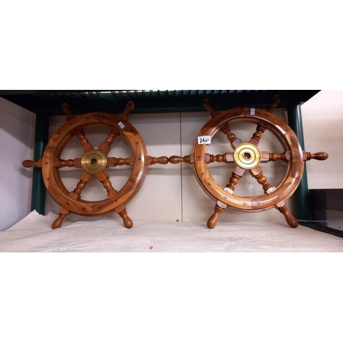 2449 - Two 34 cm diameter ship's wheels, COLLECT ONLY.