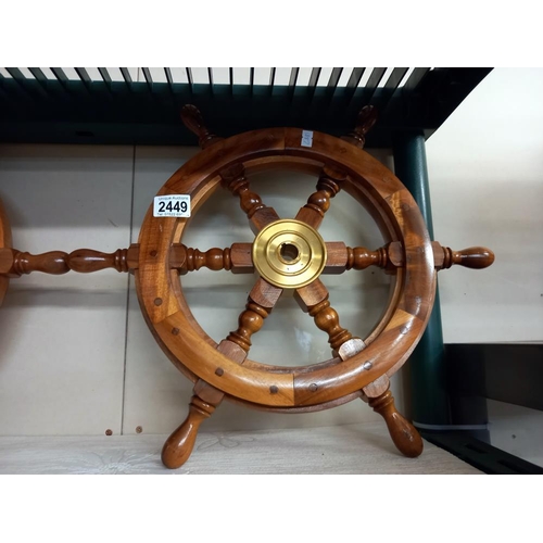 2449 - Two 34 cm diameter ship's wheels, COLLECT ONLY.