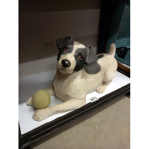 2473 - A playful Jack Russell with ball garden decoration COLLECT ONLY