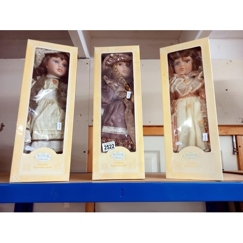 2522 - 3 boxed porcelain Dolls COLLECT ONLY