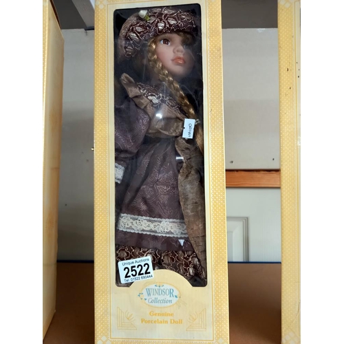 2522 - 3 boxed porcelain Dolls COLLECT ONLY