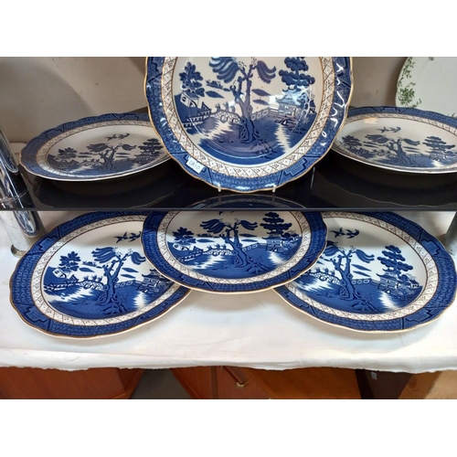 22 - A 28 piece Royal Doulton, Booths 'Real Old Willow' dinner set COLLECT ONLY