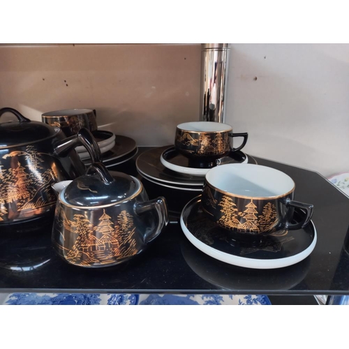 25 - A vintage LGTC Japan black and gold tea set (missing 1 cup) COLLECT ONLY