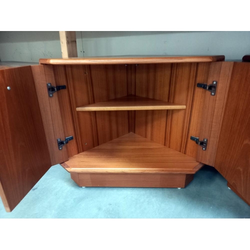 40 - 2 retro teak low corner with 2 door cupboards COLLECT ONLY