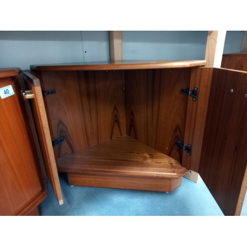 40 - 2 retro teak low corner with 2 door cupboards COLLECT ONLY