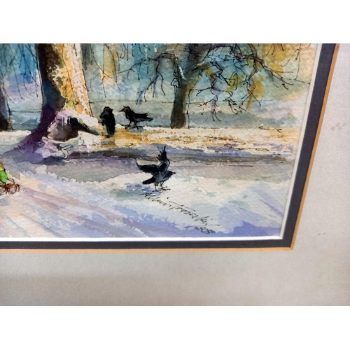 9 - A watercolour of a winter scene (78cm X 56cm) COLLECT ONLY