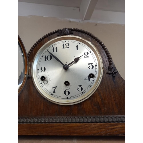 2546 - Two 1930's oak mantle clocks COLLECT ONLY