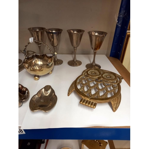 2548 - A quantity of silver plate including goblets & swan graduated ashtrays etc