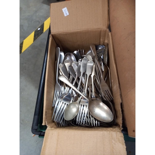 2565 - A box of miscellaneous tools & flatware cutlery etc. COLLECT ONLY