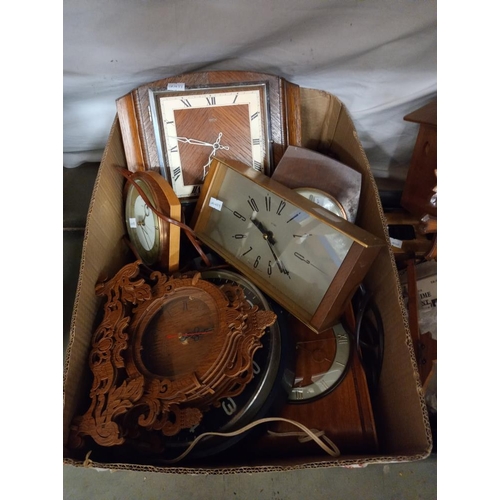 2566 - A box of vintage clocks & clock parts COLLECT ONLY