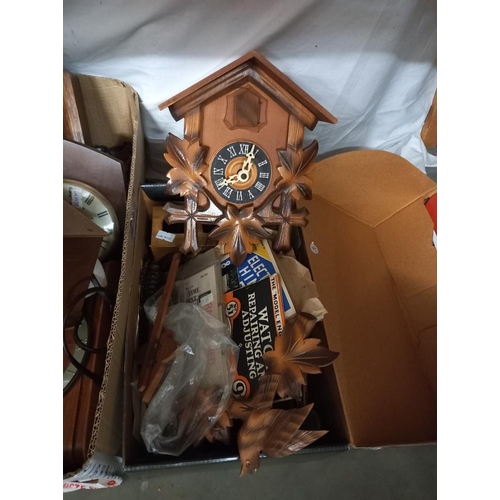 2566 - A box of vintage clocks & clock parts COLLECT ONLY