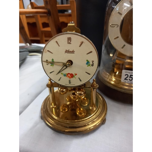 2577 - 3 Anniversary clocks under glass domes COLLECT ONLY