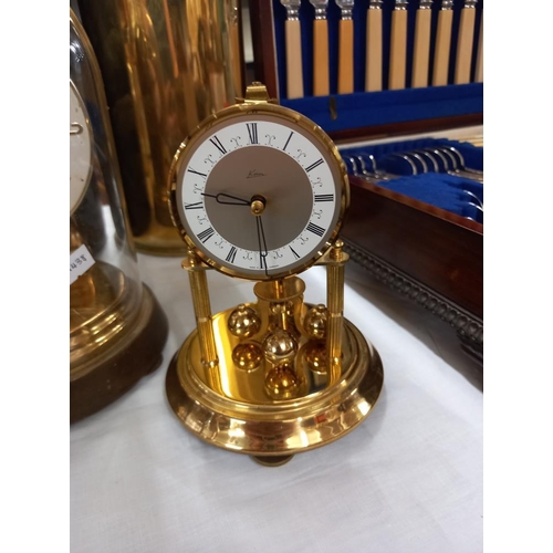 2577 - 3 Anniversary clocks under glass domes COLLECT ONLY