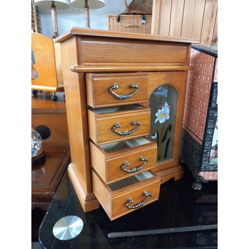 2587 - A jewellery box with costume jewellery including pearls & 1 other jewellery cabinet COLLECT ONLY