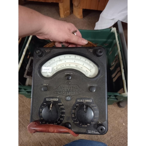 2596 - 3 vintage electrical multi-meters, including an Avo meter, a leather cased megger meter & a Trometer... 