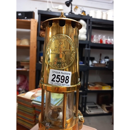 2598 - A brass Eccles type 6 miners lamp