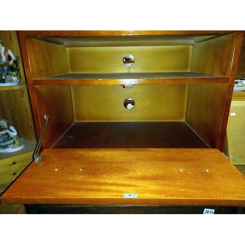 2609 - A dark wood stained wall unit with cupboard base COLLECT ONLY.