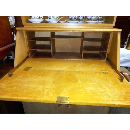 2611 - A 1950's oak bureau bookcase COLLECT ONLY.