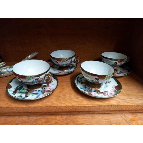 2612 - A Vintage 'Kepple' Bristol Chinese pottery cups and saucers and 4 Japanese cups and saucers and 2 fa... 