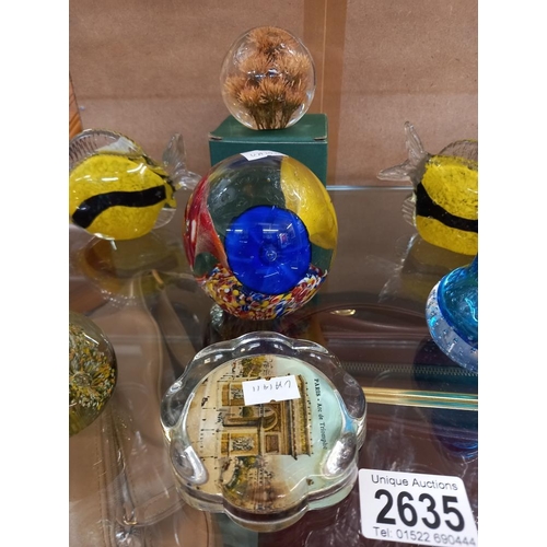 2635 - A quantity of glass paperweights. Collect Only