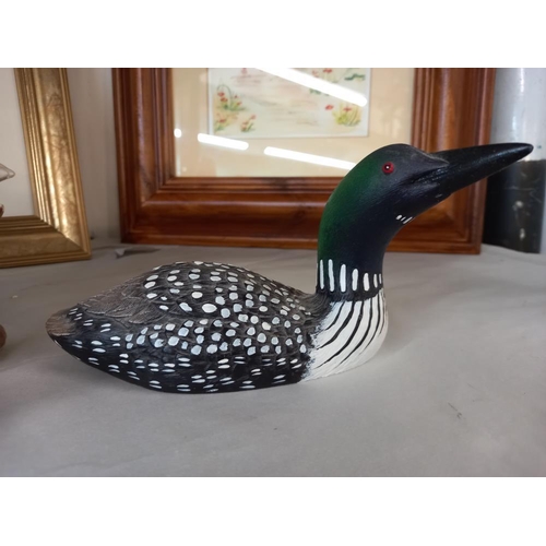 2647 - A vintage French pottery duck tureen A/F and 1 wood, 1 resin and pottery duck ornament , Collect Onl... 