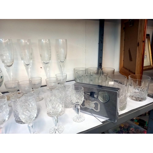 2687 - A large shelf of drinking glasses including Irish coffee Collect only