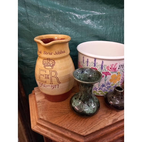 2707 - A selection of planters vases and Silver Jubilee terracotta jug