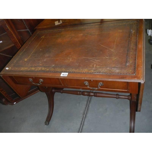 1633 - A Victorian Sutherland writing desk with gilded leather top, COLLECT ONLY.