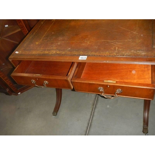 1633 - A Victorian Sutherland writing desk with gilded leather top, COLLECT ONLY.