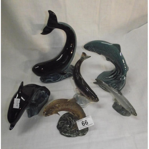 66 - A quantity of fish and whale figures by Poole, Goebel, Beswick and a Russian example