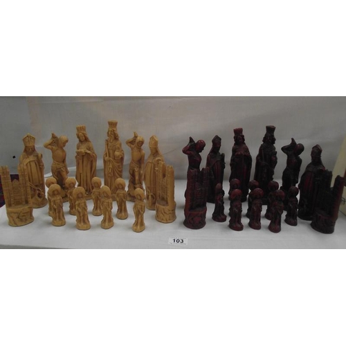 103 - An ecclesiastical resin chess set