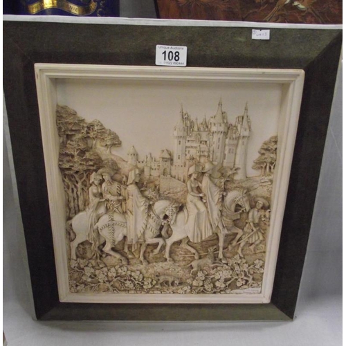 108 - D H Morton , a rare Marcus design plaque signed and dated 1979 of a medieval procession with a velve... 