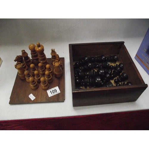 109 - A 19/20c boxwood chess set unweighted