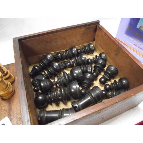 109 - A 19/20c boxwood chess set unweighted