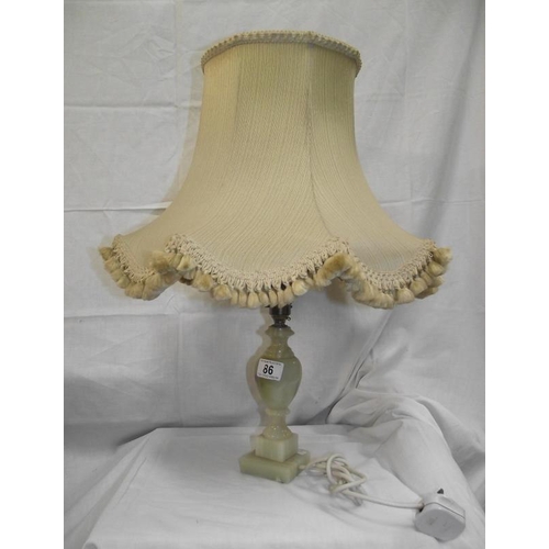 86 - An onyx  table lamp with shade COLLECT ONLY