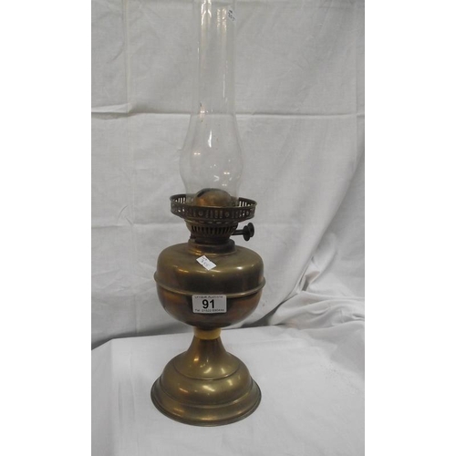 91 - A brass oil lamp COLLECT ONLY