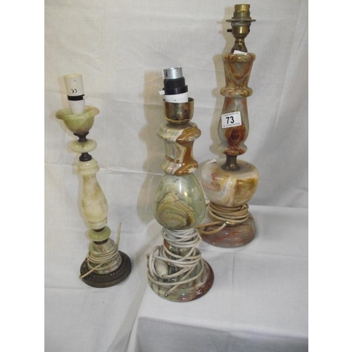 73 - 3 vintage onyx lamps COLLECT ONLY