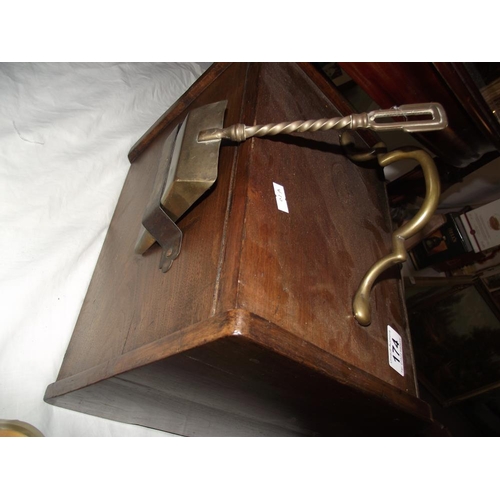 174 - An Edwardian mahogany coal box with brass fittings COLLECT ONLY