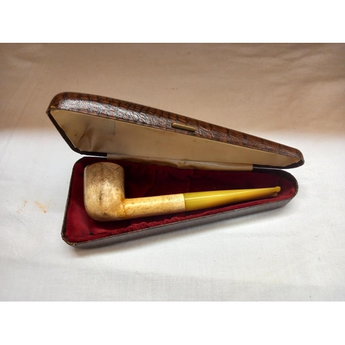 201 - A silver plated cigarette box, old pipes etc