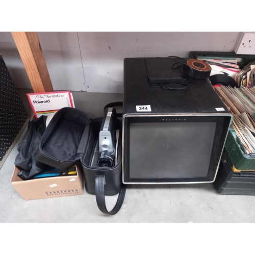 244 - A Polaroid 'Polarvision' cine cassette player/viewer & cased camera plus some cassettes & a cover CO... 