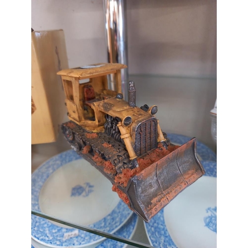 250 - A boxed resin cast bulldozer ornament