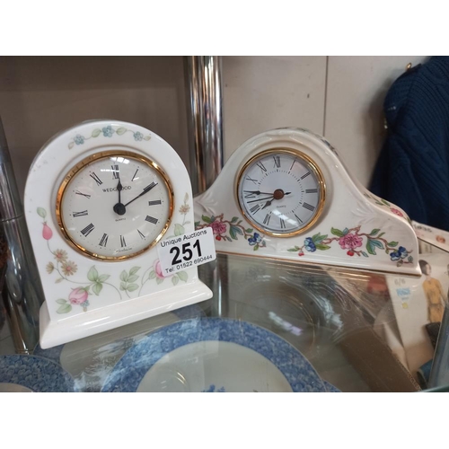 251 - 2 small Wedgwood & an Ainsley porcelain mantle clocks COLLECT ONLY