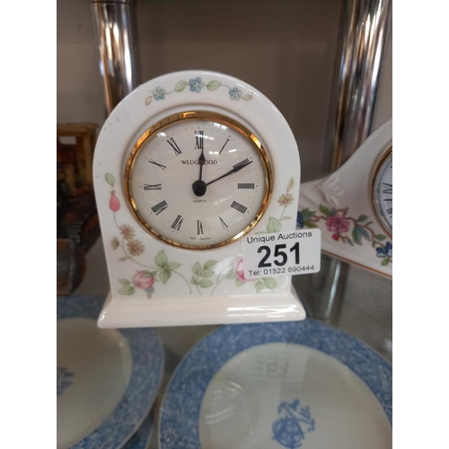 251 - 2 small Wedgwood & an Ainsley porcelain mantle clocks COLLECT ONLY